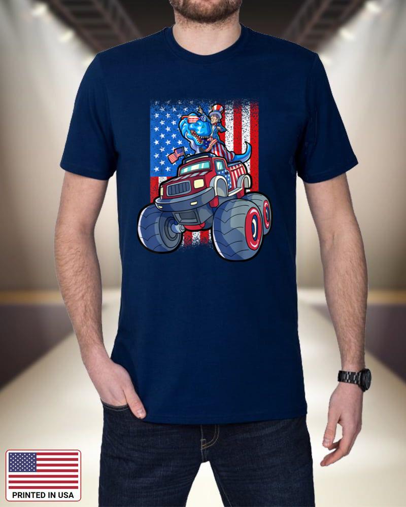 Dino Monster Truck Uncle Sam 4th Of July Boys American Flag WsPiB
