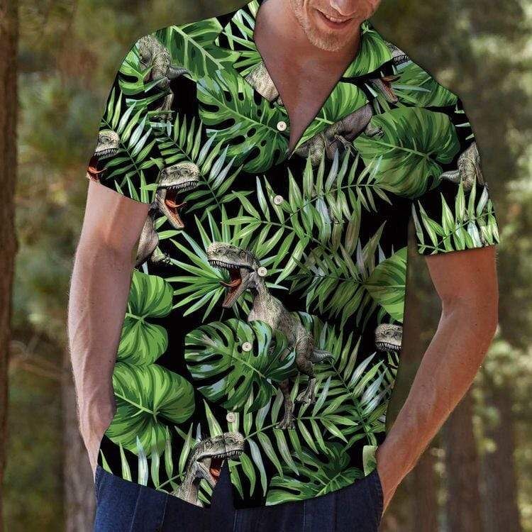 Dinosaur Tropical Hawaiian Aloha Shirts #V