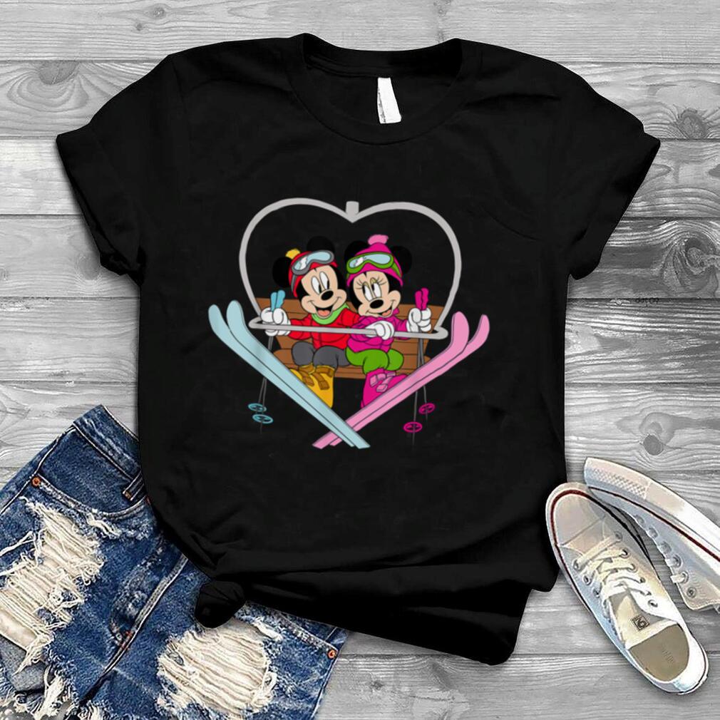 Disney Mickey and Minnie Mouse Heart Shaped Ski Lift T Shirt T Shirt