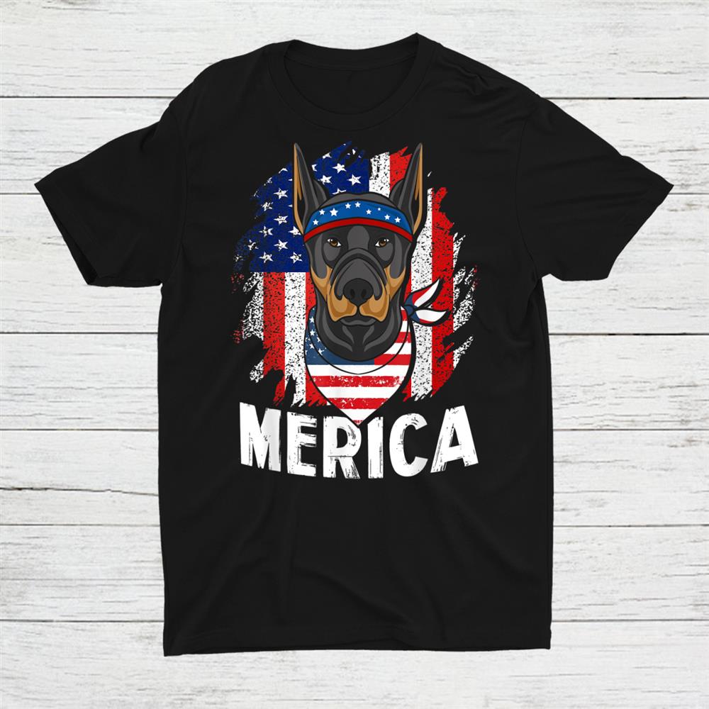Doberman Pinscher American Pride Flag Shirt