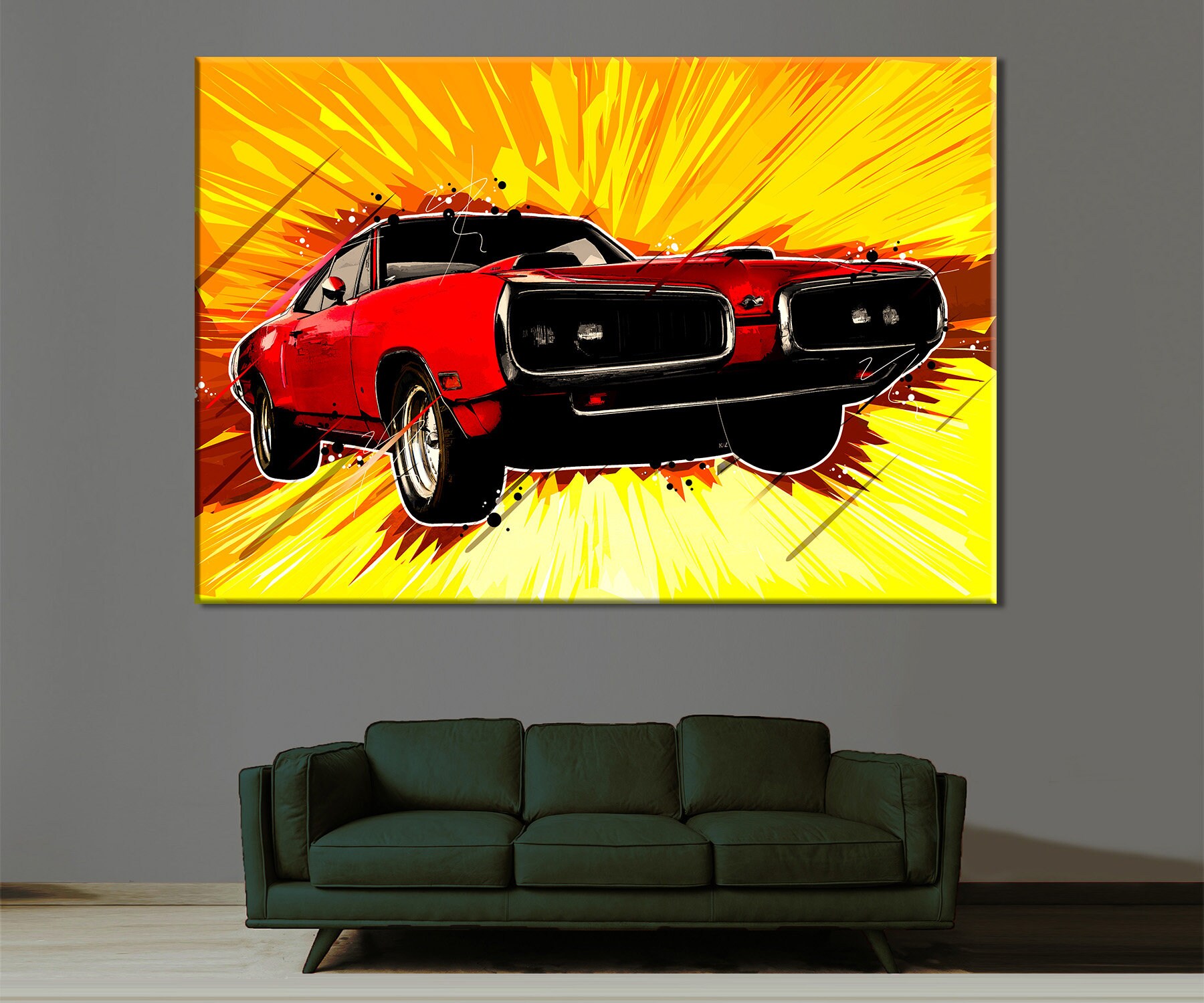 Dodge Charger Canvas, Dodge Charger Print, Muscle Car Poster, Boy Room Decor, Race Fan Gift, Muscle Car Print