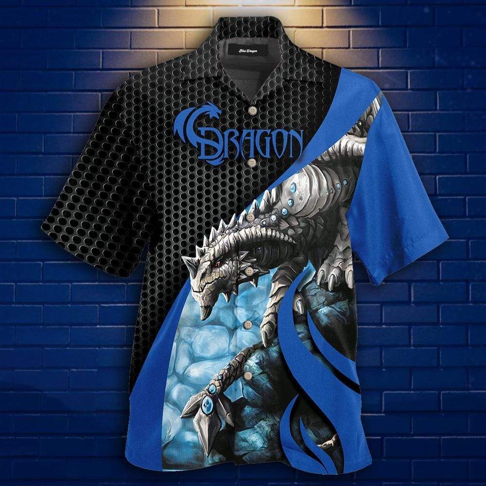 Dragon Snappy Blue Custom Hawaiian Unisex Shirts #dh Big And Tall Hawaiian Shirts