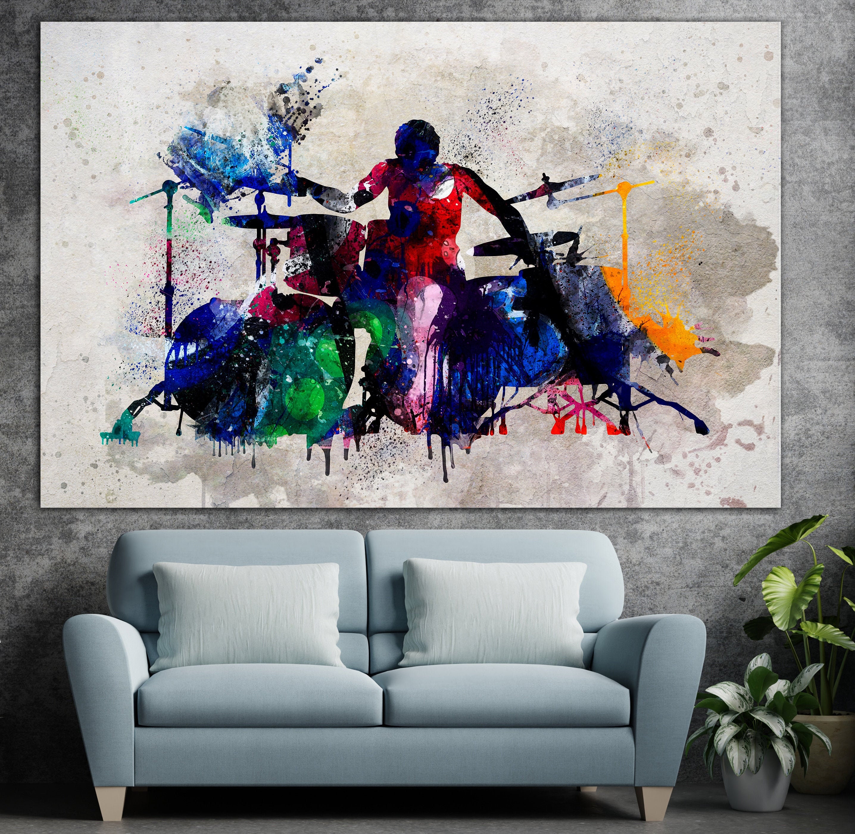Drummer Canvas Wall Art Drum Art Print Music Poster Multi Panel ...