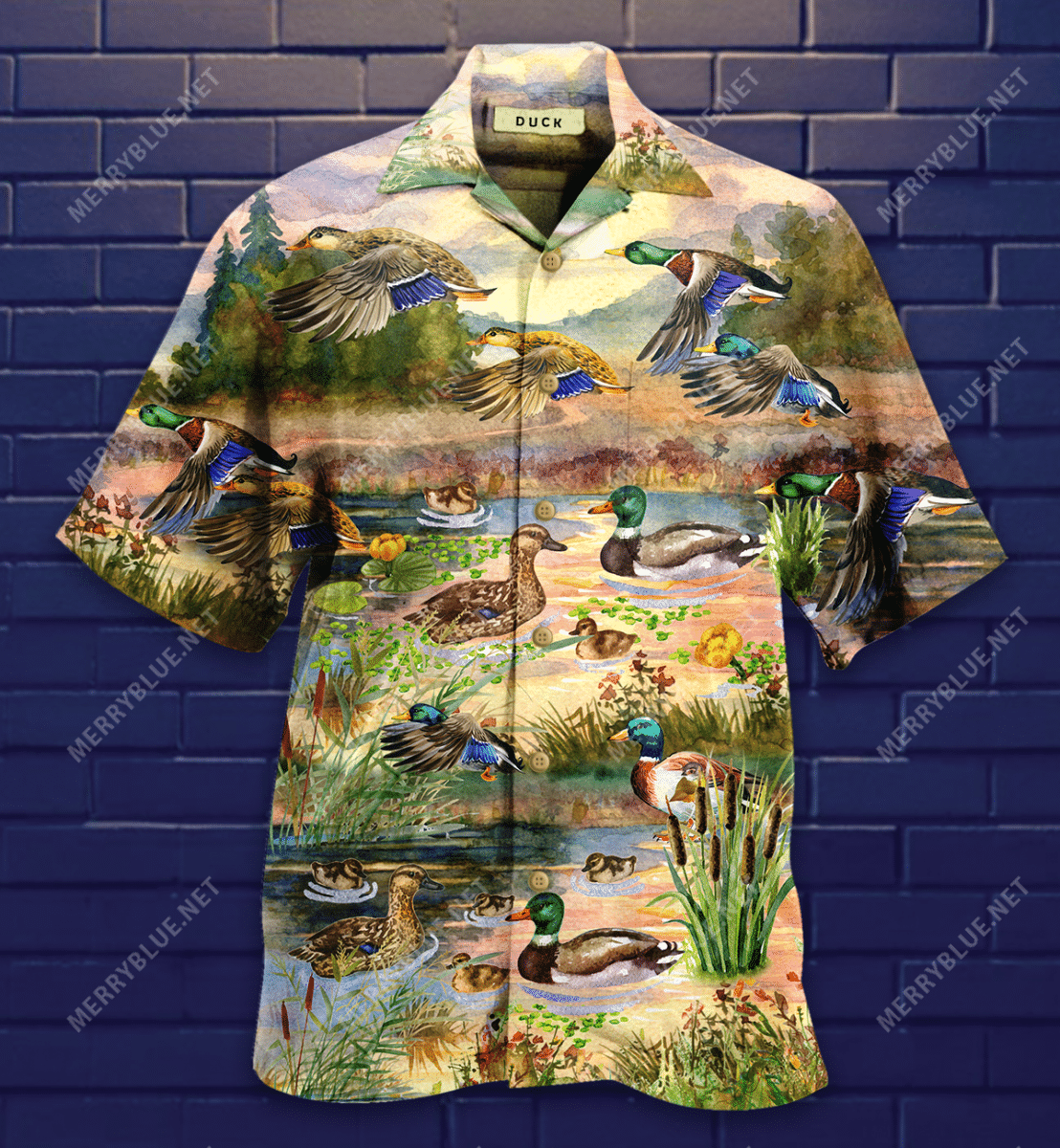 Duck In Beautiful Countryside Hawaiian Shirt
