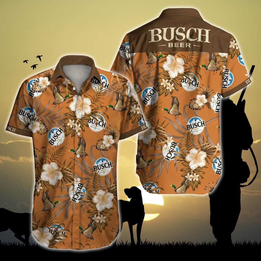 Duck With Tlmus-busch Light Hawaiian Aloha Shirts #v