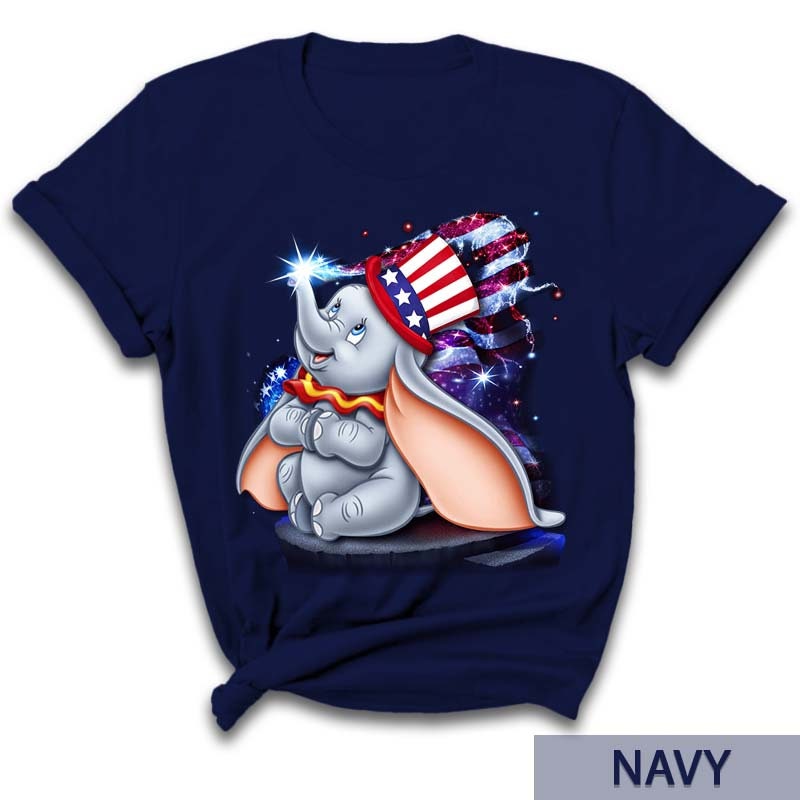 Dumbo The Flying Elephant 4th Of July Colorful Disney Graphic Cartoon Unisex Cotton S Clothing Men Women