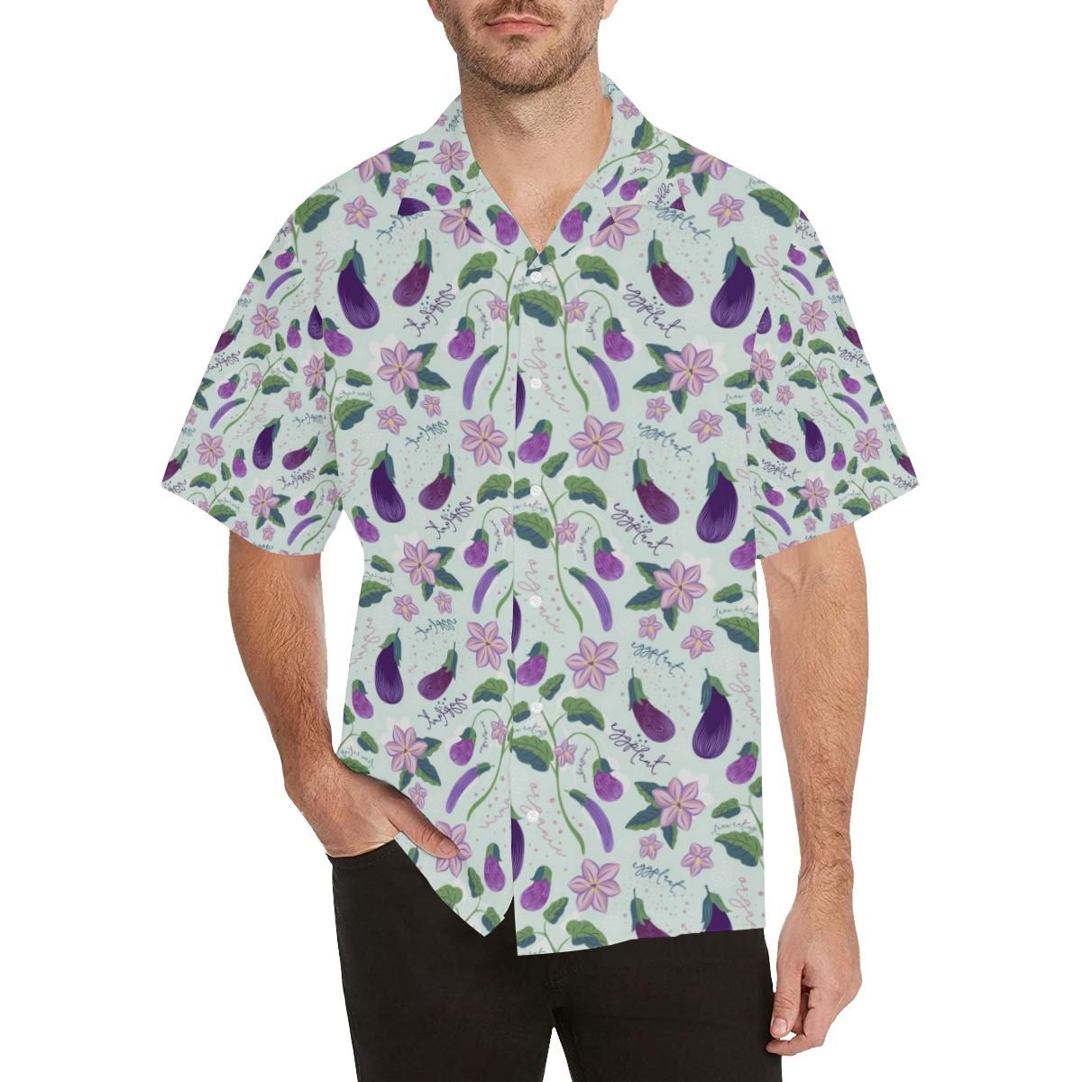 Eggplant Pattern Print Design 03 Men’s All Over Print Hawaiian Shirt (model T58)