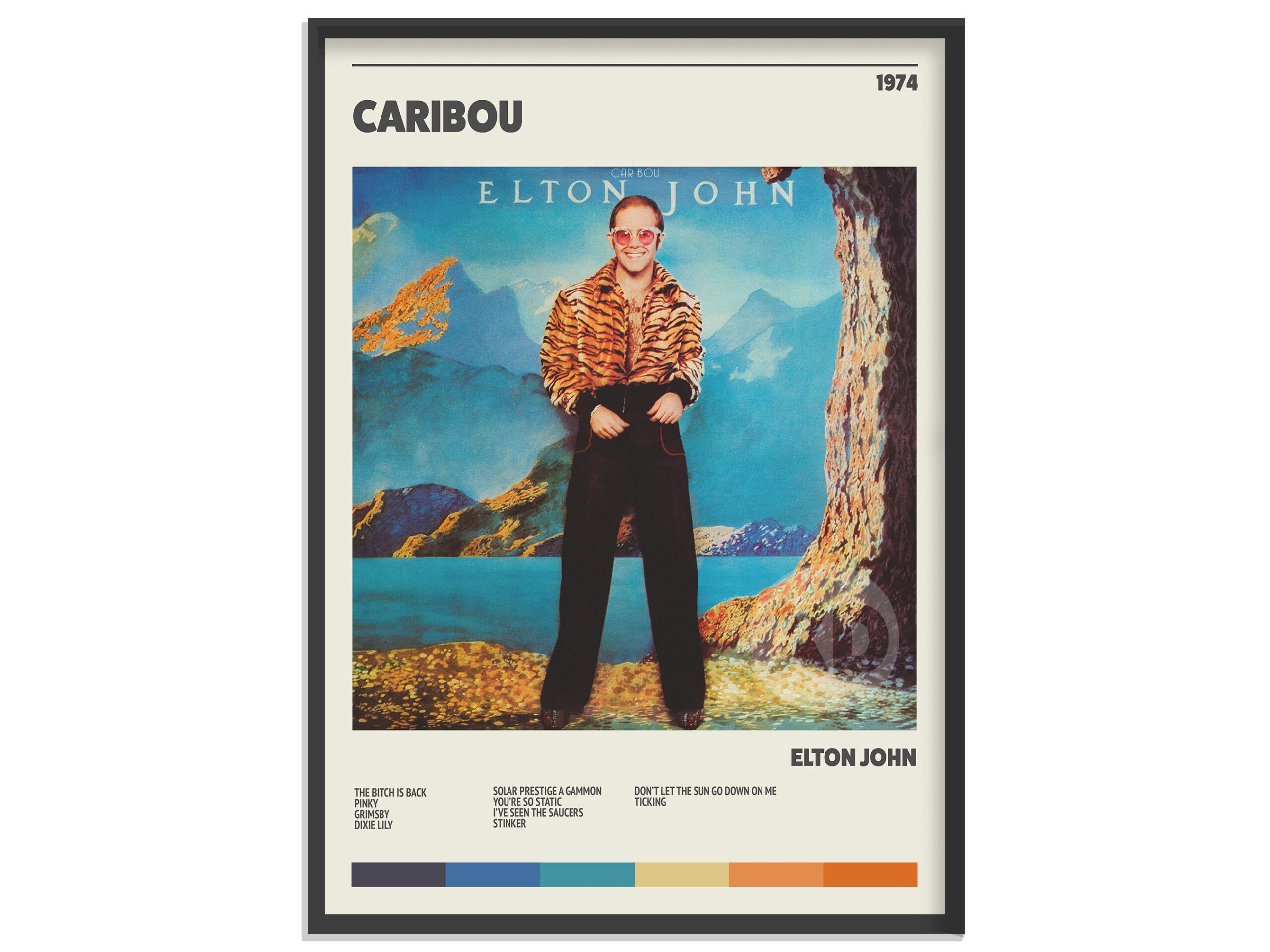Elton John Caribou Retro Album No Framed Poster