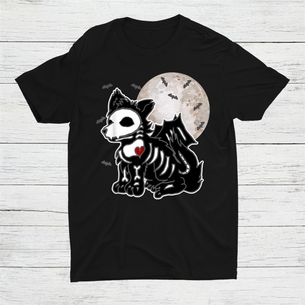 Emo Wolf Skeleton Full Moon Anime Goth Aesthetic Shirt