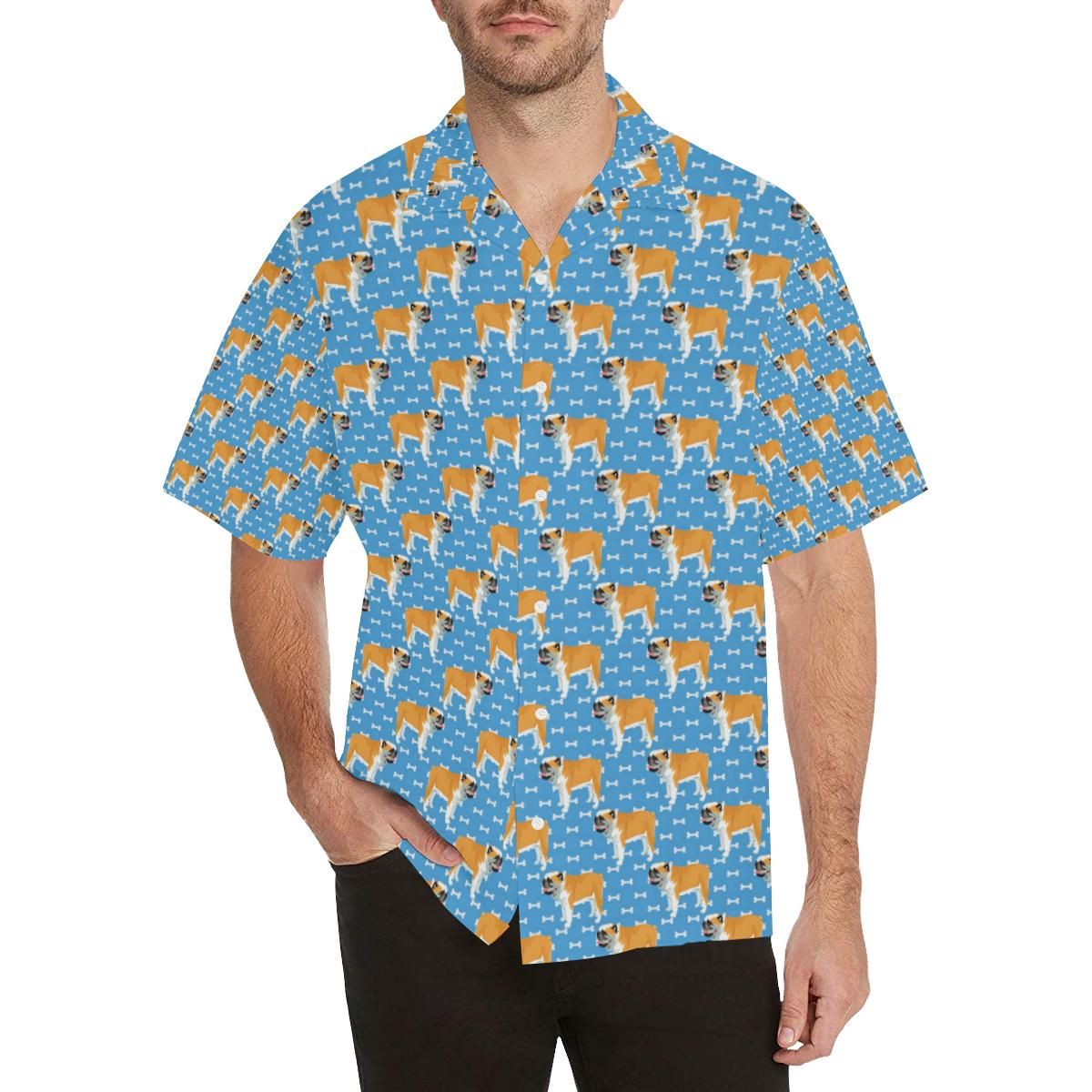 English Bulldog Pattern Print Design 04 Men’s All Over Print Hawaiian Shirt (model T58)