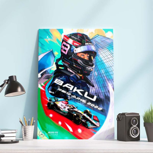 F1 Azerbaijan GP Mercedes AMG PETRONAS F1 Team Back to BAKU Home Decor Poster Canvas