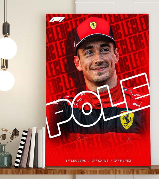 F1 Monaco GP POLE Charles Leclerc Ferrari Wall Decor Poster Canvas