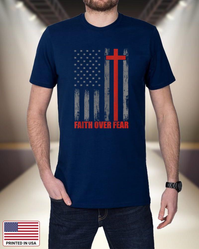 Faith Over Fear Shirt Men, 4th Of July American Flag Cross 0OnHa