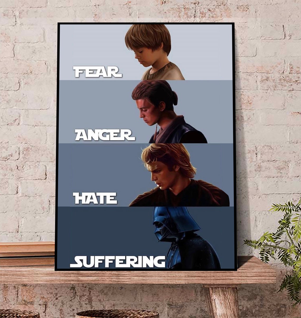 Fear Anger Hate Suffering Canvas Poster, Star Wars Quote Poster, Star Wars – fear leads to anger Poster with  inches