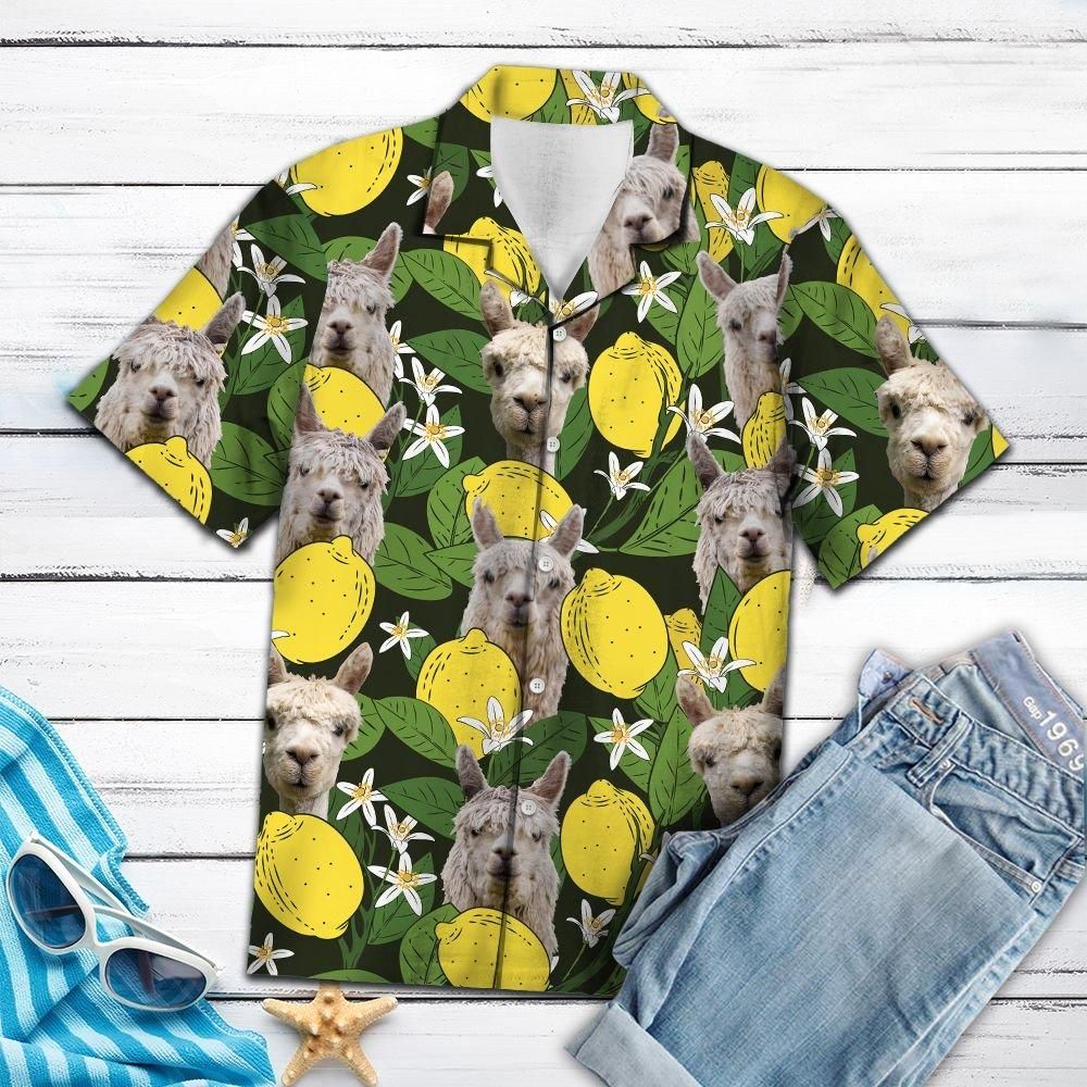 Felobo Hawaii Shirt Alpacas Lemons Tropical T1007 