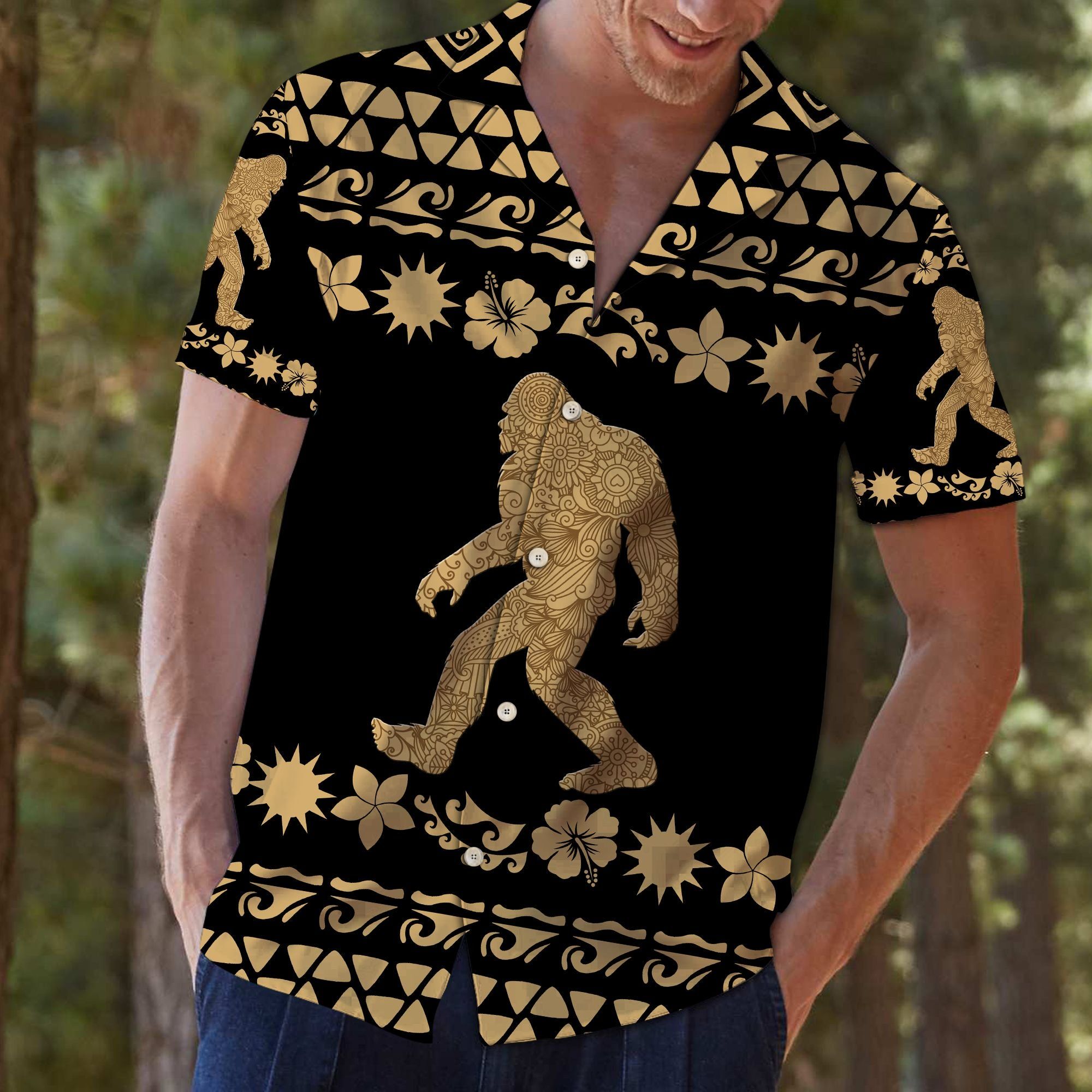 Felobo Hawaii Shirt Bigfoot Tribal Pattern T1007 