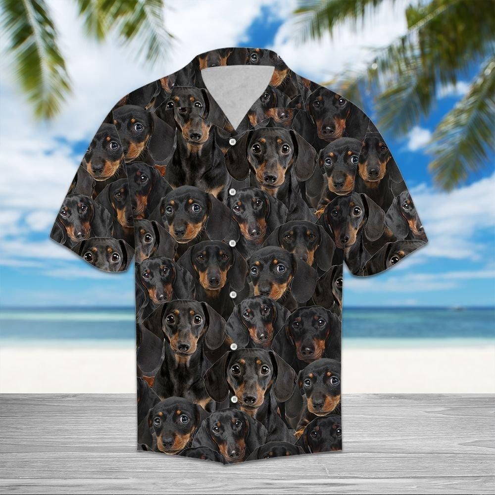 Felobo Hawaii Shirt Black Dachshund Awesome D0207 