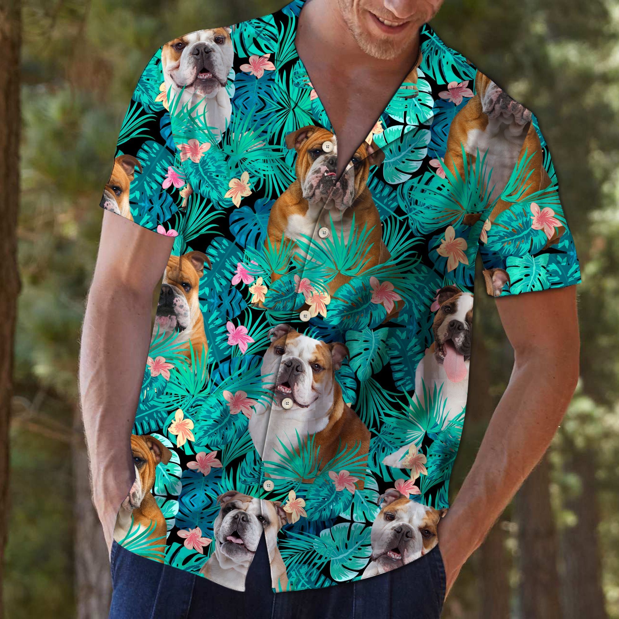 Felobo Hawaii Shirt Bulldog Tropical T0207 