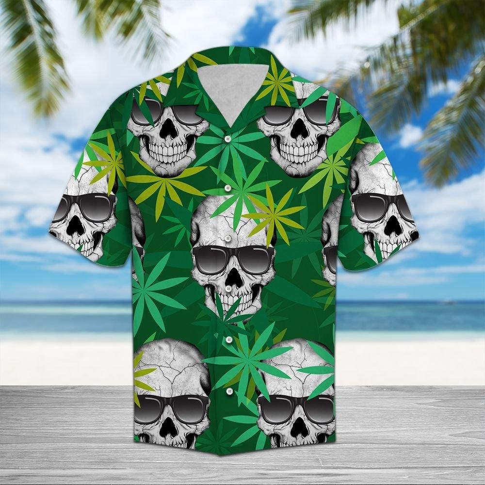 Felobo Hawaii Shirt Green Skull D0807 