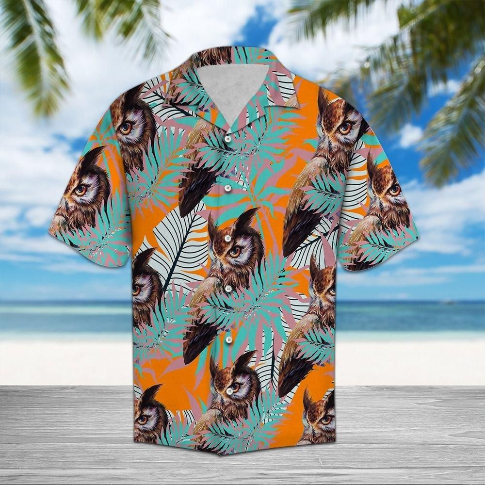 Felobo Hawaii Shirt Owl Tropical Pattern D0807 