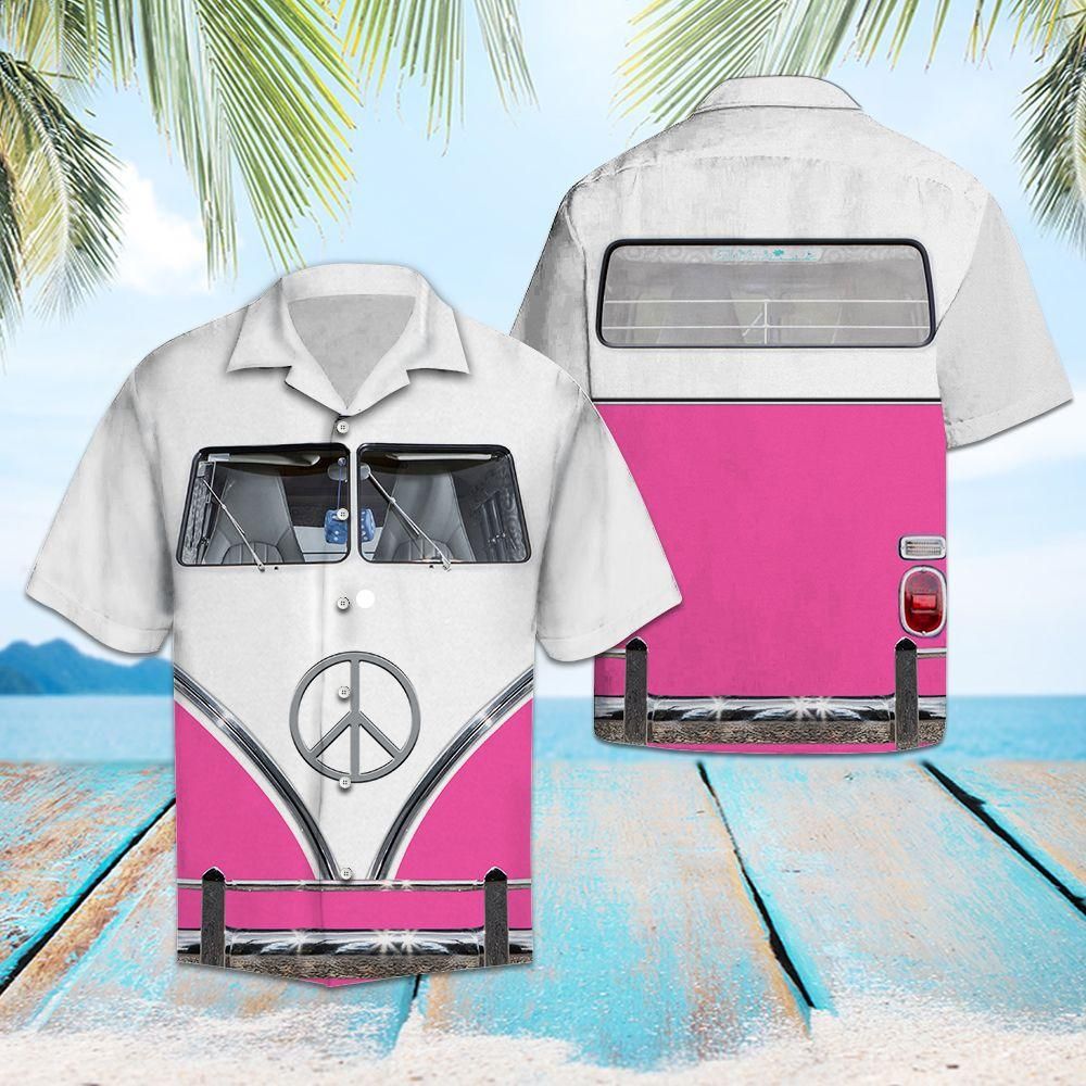 Felobo Hawaii Shirt Pink Hippie Bus G5703 