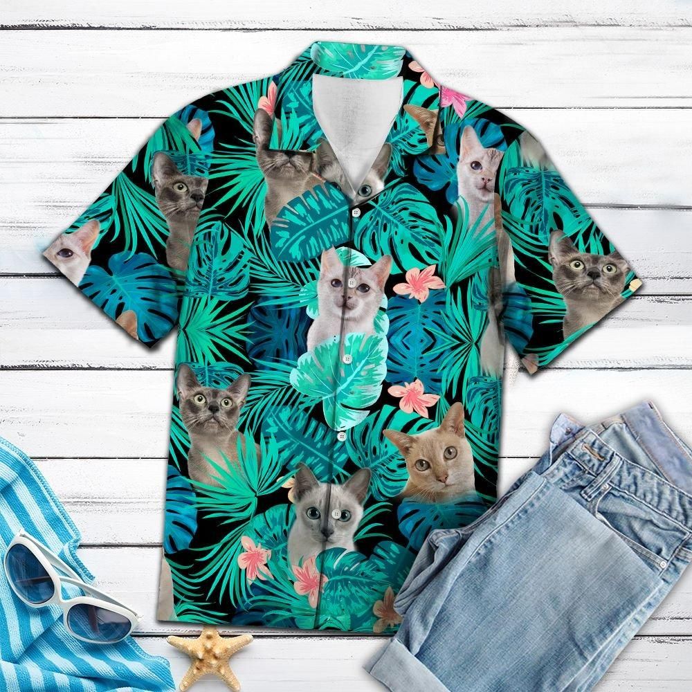 Felobo Hawaii Shirt Tonkinese Green Tropical  G5708 