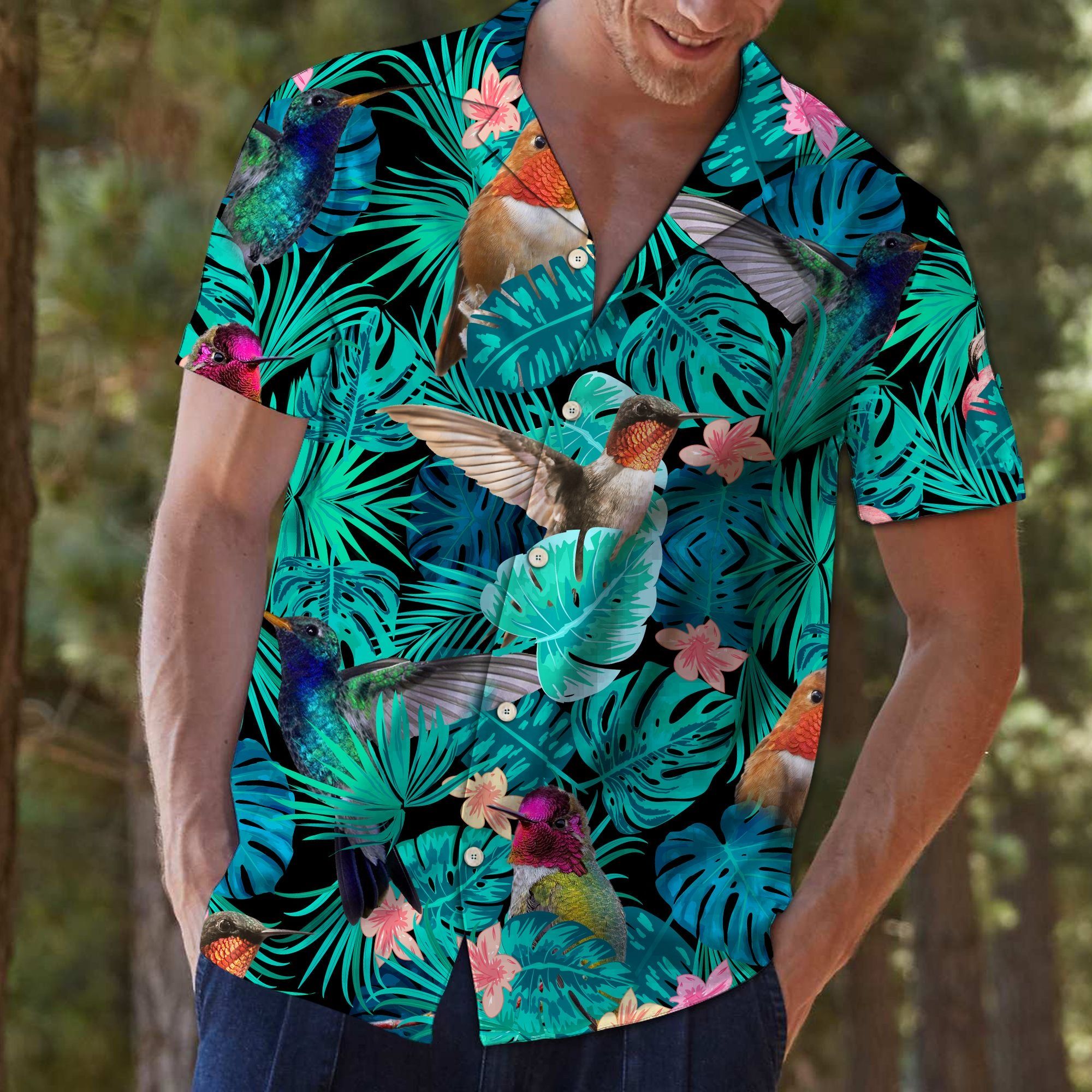 Felobo Hawaii Shirt Tropical Hummingbird G5701 