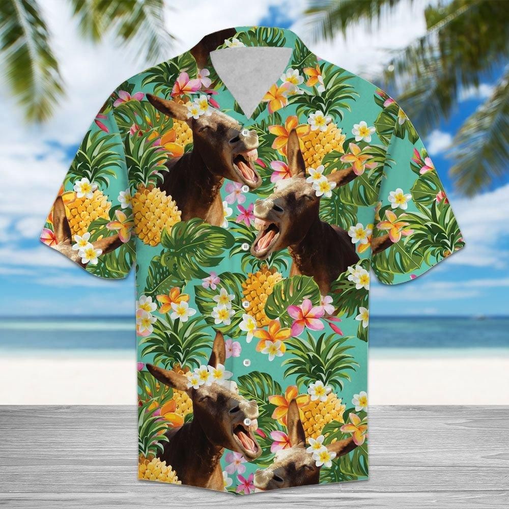 Felobo Hawaii Shirt Tropical Pineapple Donkeys H67023 