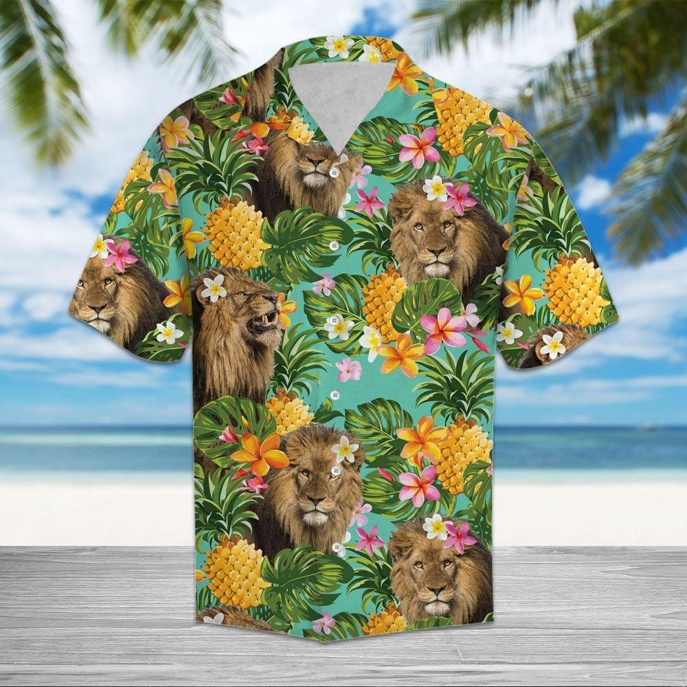 Felobo Hawaii Shirt Tropical Pineapple Lion H67072 