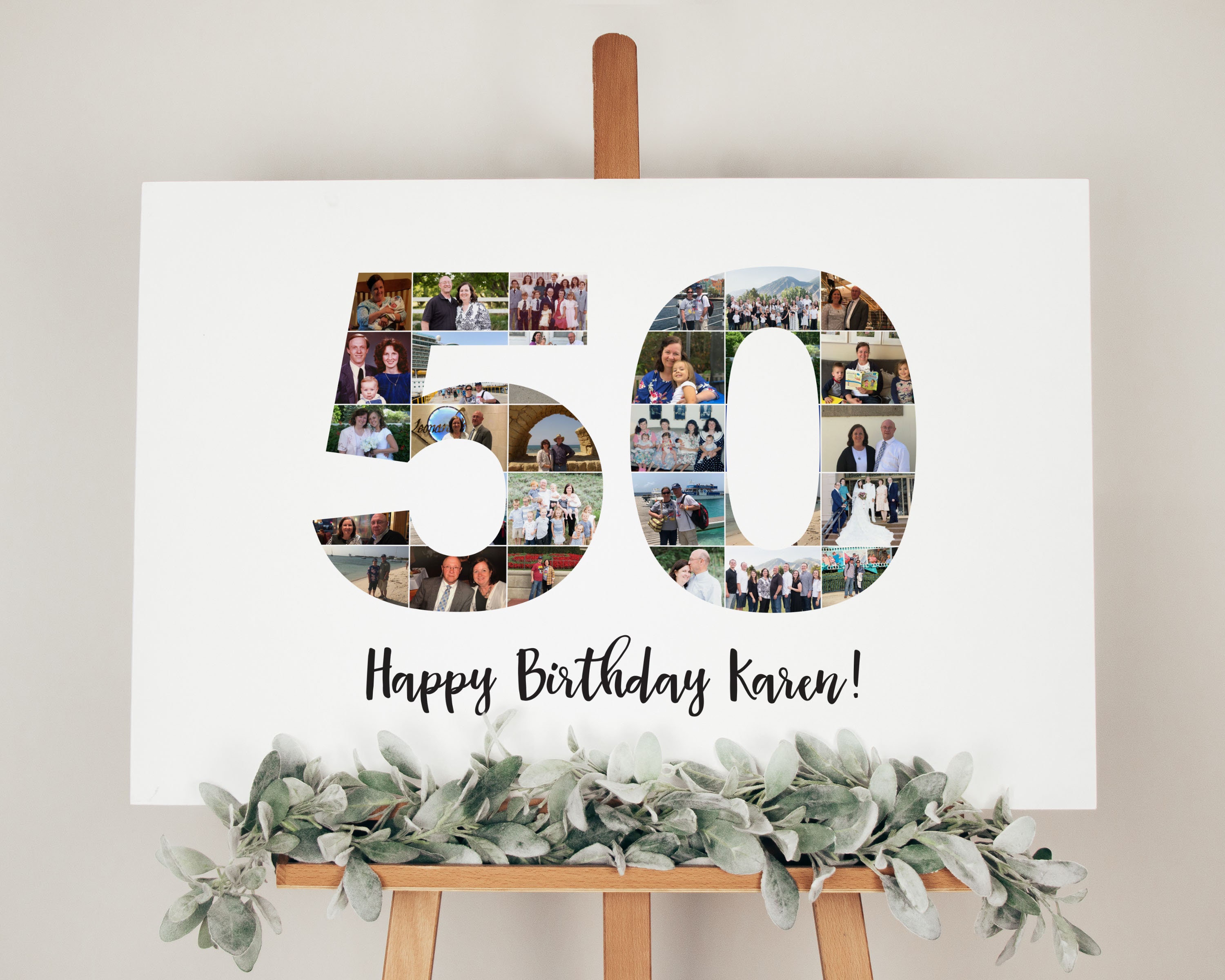 Fiftieth Birthday Photo Collage, Personalized 50th Birthday Poster, 50th Birthday Gift for Dad, Birthday Decoration, Digital Printable