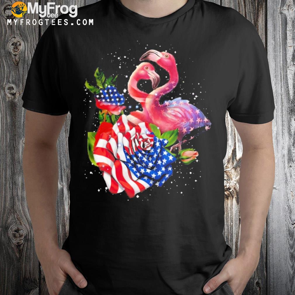 Flamingo happy independence day American flag shirt