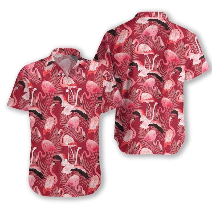 Flamingo Red Christmas Hawaiian Aloha Shirts