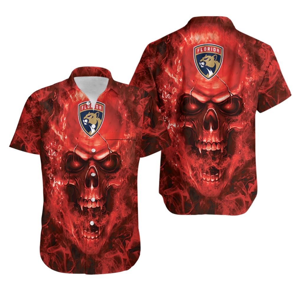 Florida Panthers Nhl Fan Skull Hawaiian Shirt