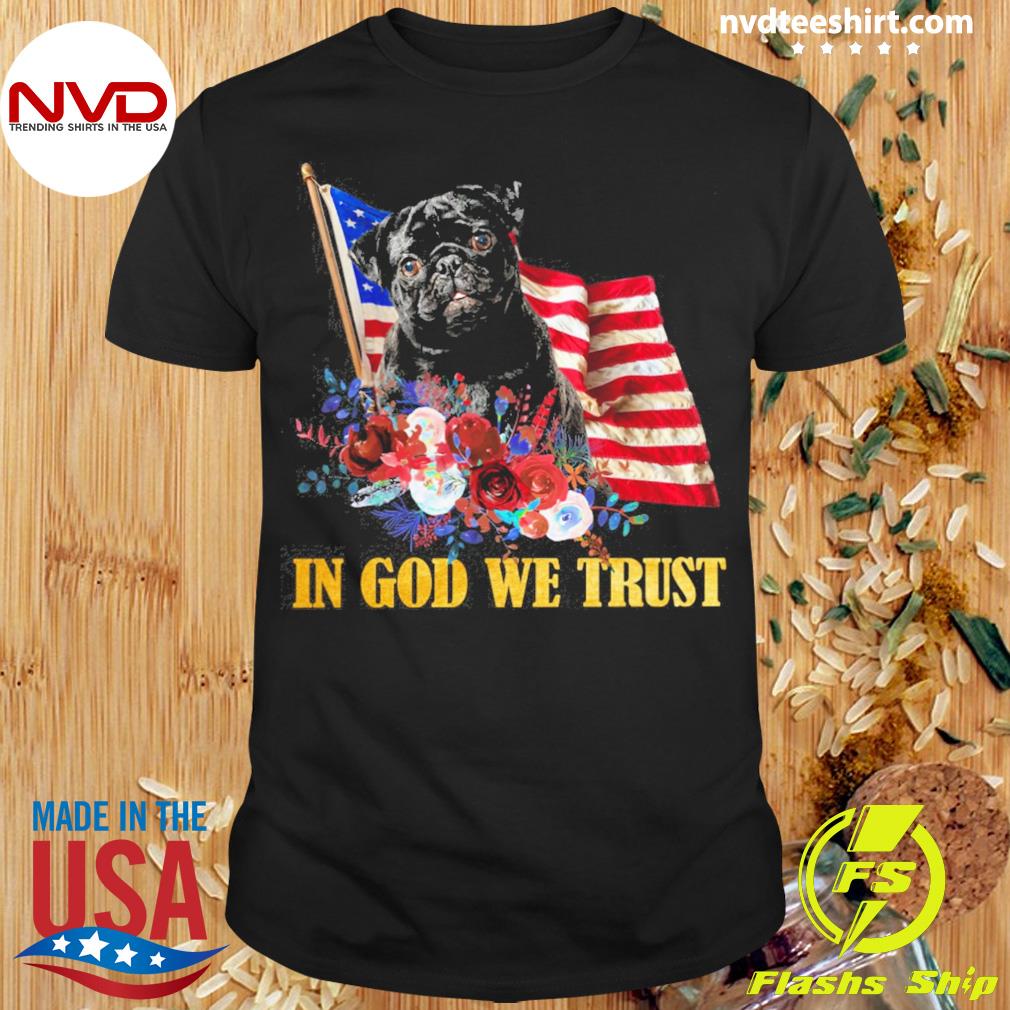 Flower Flag We Trust BLACK Labrador Pup Shirt