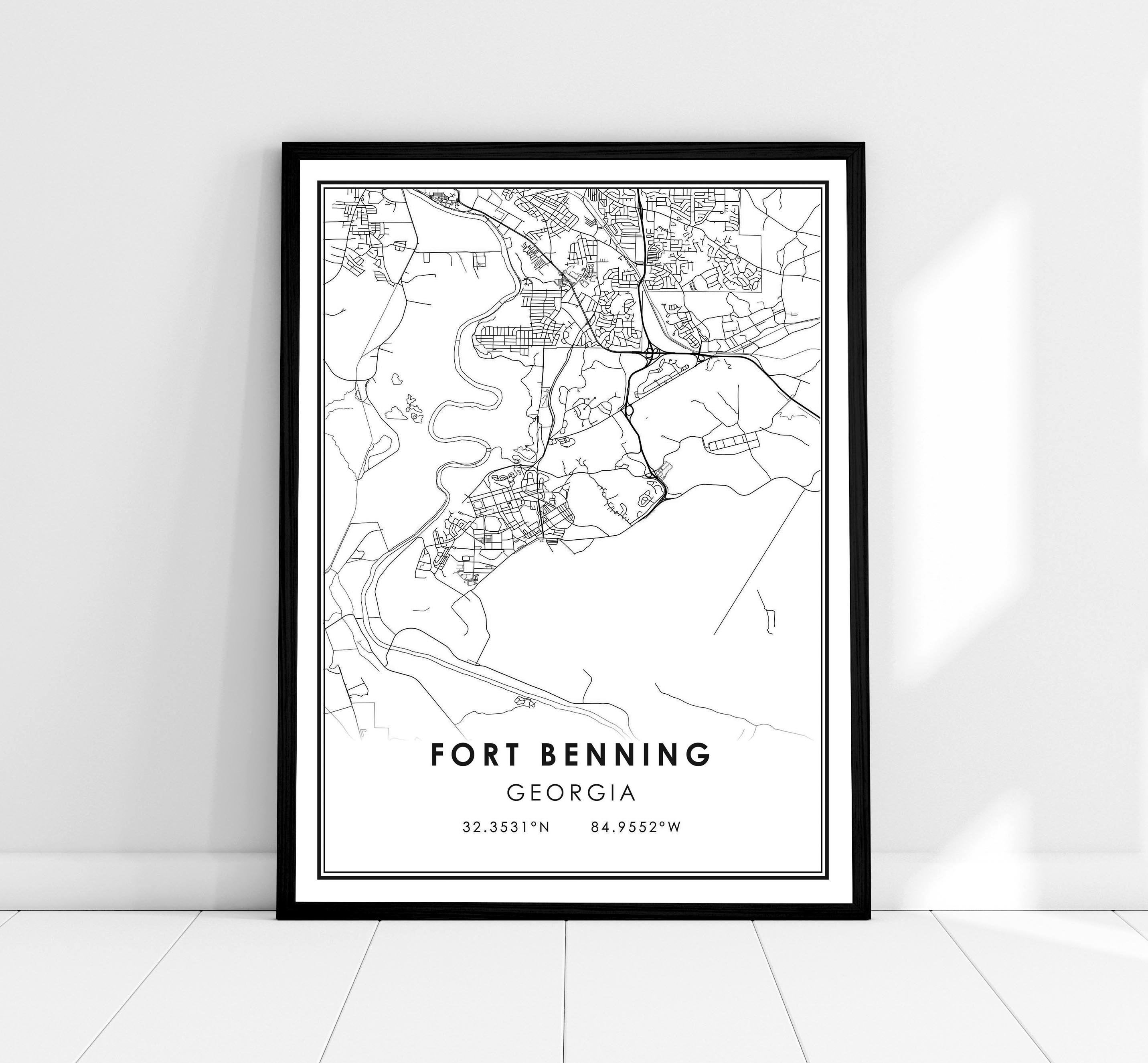 Fort Benning map print poster canvas  Georgia map print poster canvas  Fort Benning city map print poster canvas
