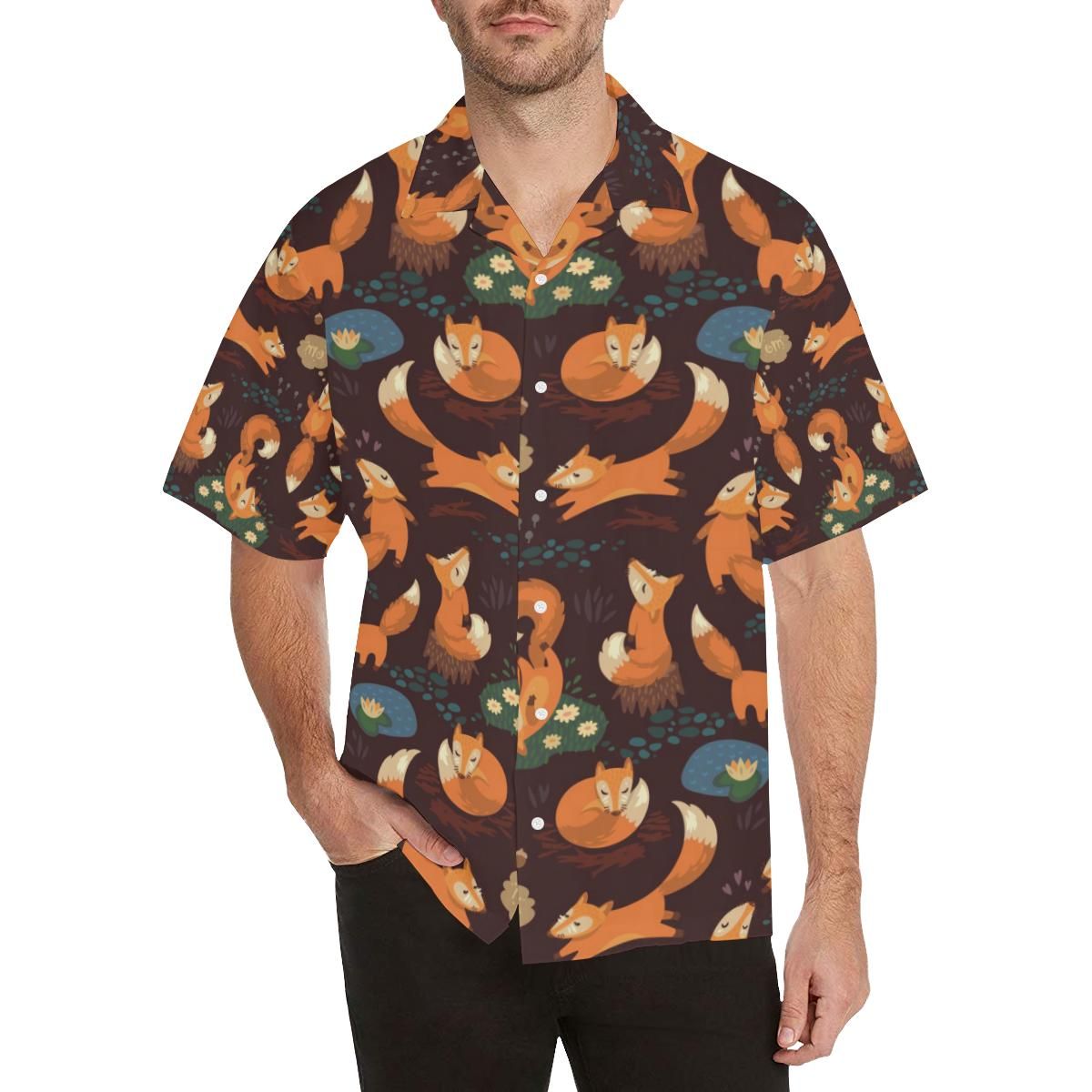 Fox Pattern Men’s All Over Print Hawaiian Shirt
