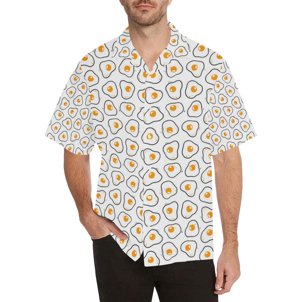 Fried Eggs Pattern Print Design 05 Men’s All Over Print Hawaiian Shirt (model T58)