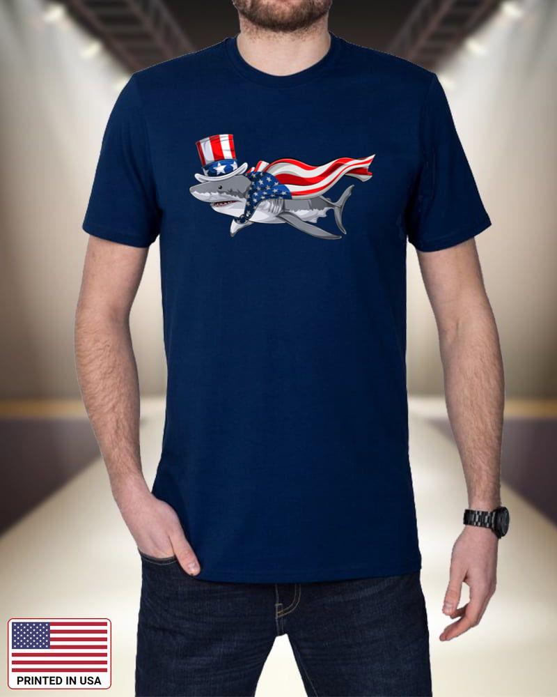 Fun Shark Tshirts For Boys Kids American Flag Fourth Of July b5nTl