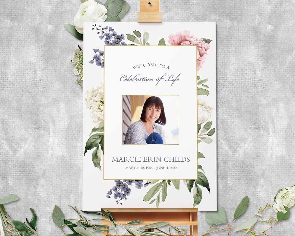 Funeral Welcome Sign, Celebration of Life Poster, Memorial Service Welcome Sign, Floral Memorial Sign Template Photo Printed or Digital