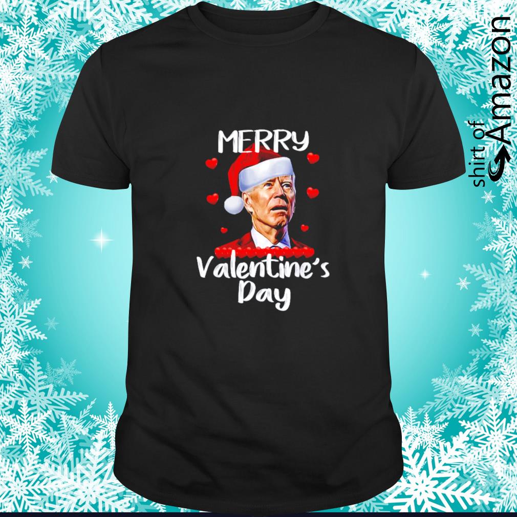 Funny Biden Santa hat Merry Valentine’s Day shirt