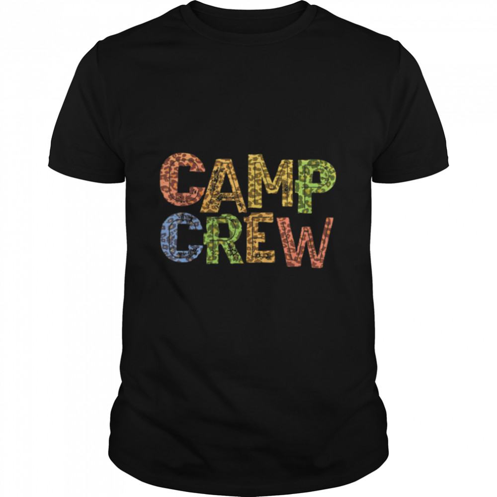 Funny CAMP CREW Leopard Print Summer Staff Counselor Teacher T-Shirt B0B2R7W3FY