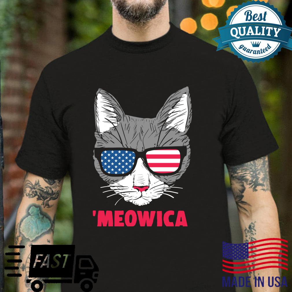 Funny Cat Meowica 4th of July Party Shirt