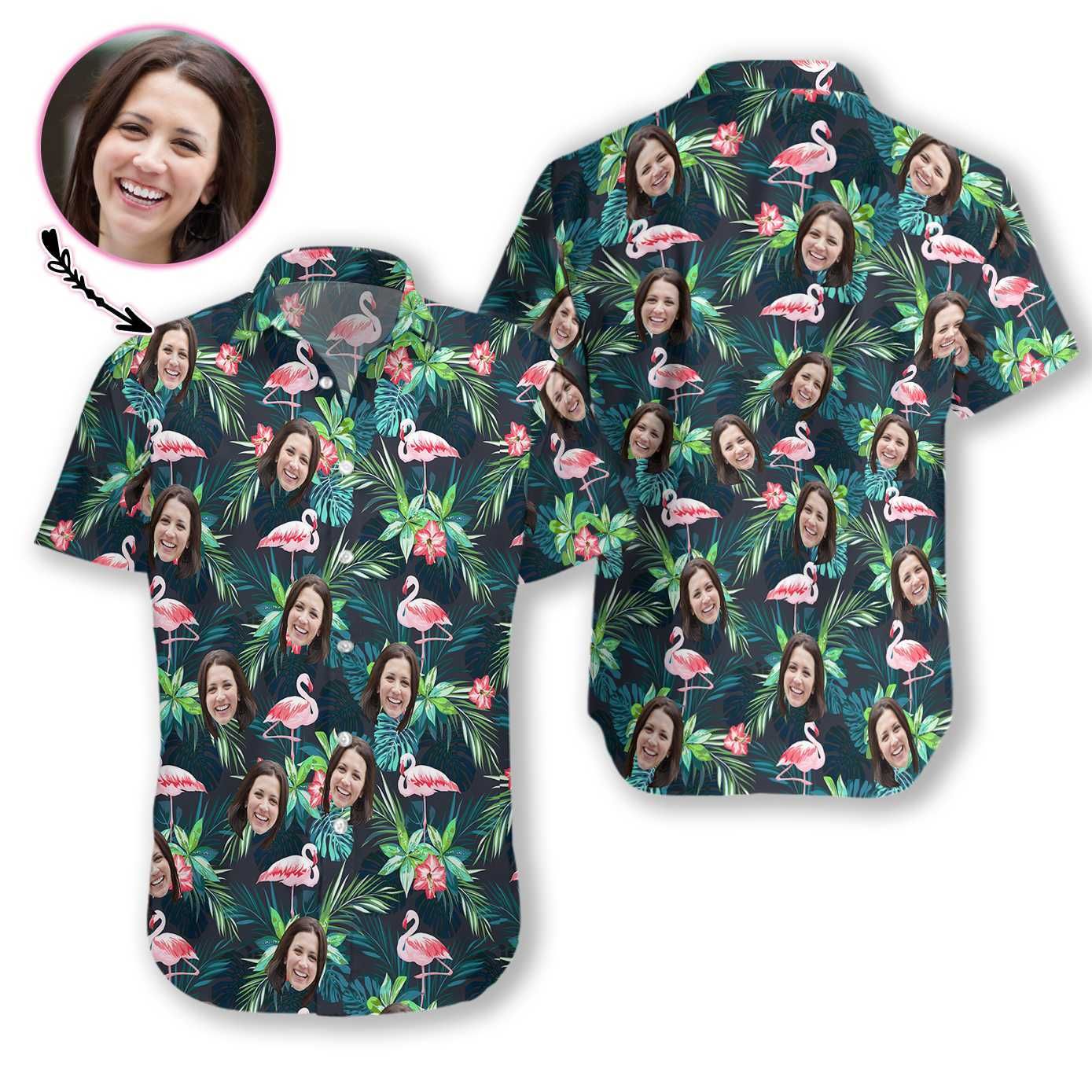 Funny Custom Face Flamingo 02 Ez03 2710 Custom Hawaiian Shirt Big And Tall Hawaiian Shirts