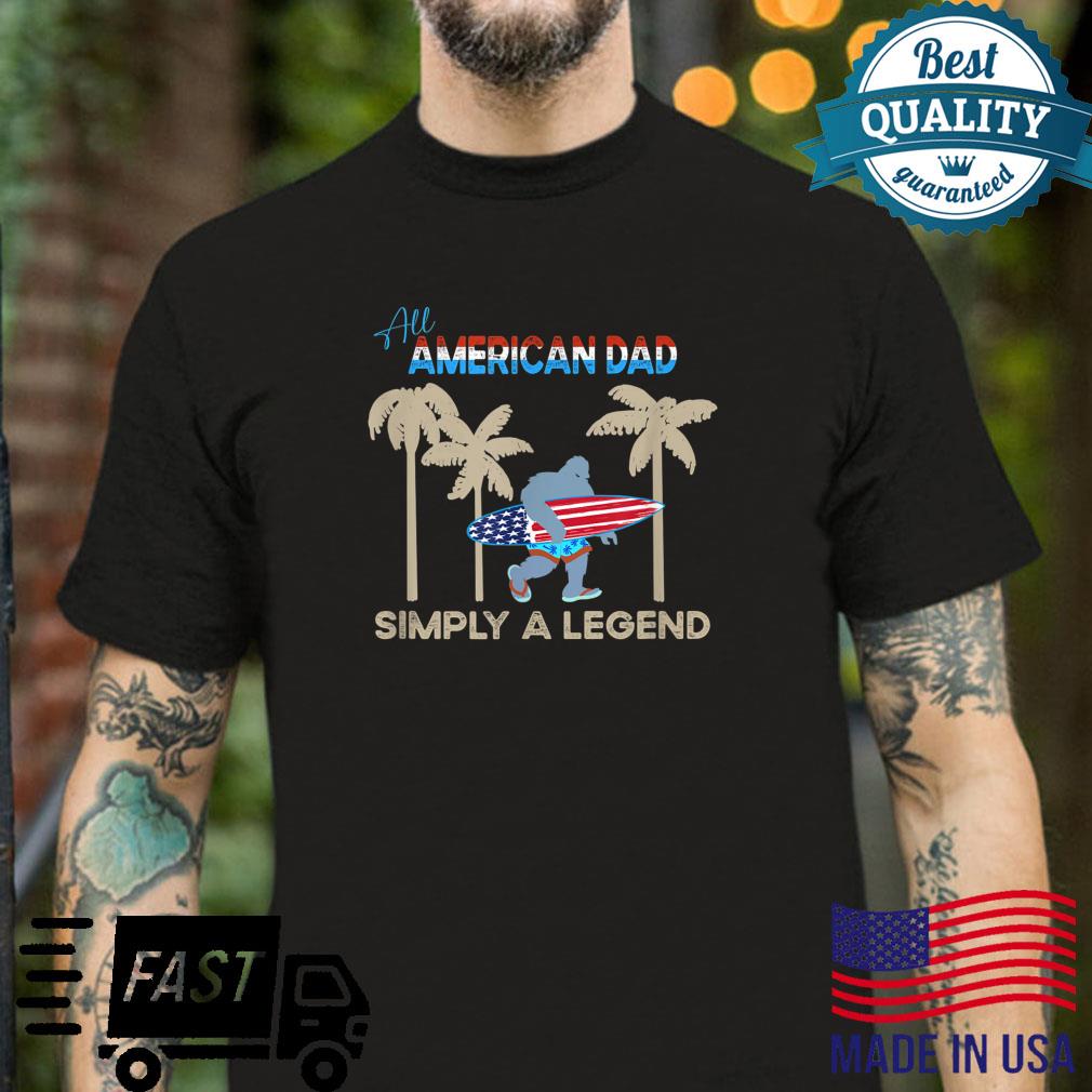 Funny Fathers Day 4th of July All American Dad Surfing Shirt