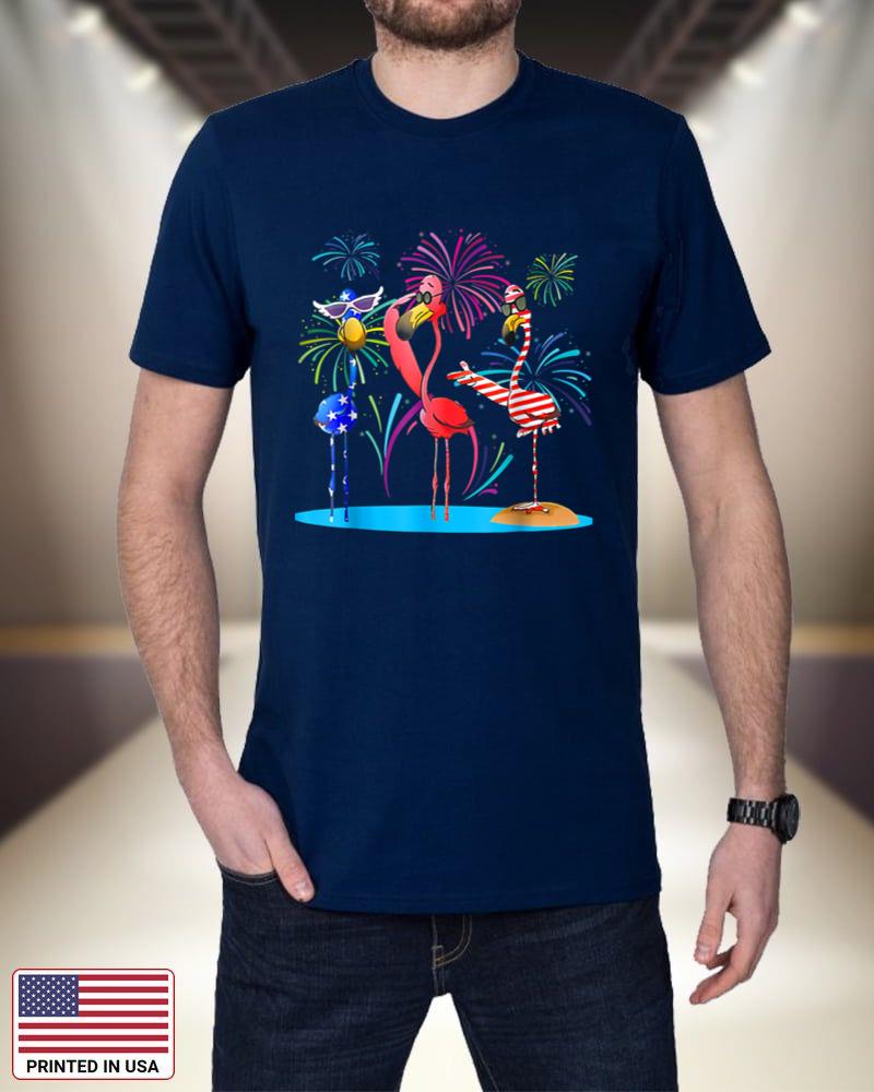 Funny Flamingos Party US Flag With Glasses Firework July 4th Gkeiw