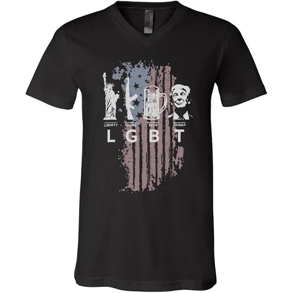 Funny Lgbt Liberty Guns Beer Trump Support V Neck T Shirt