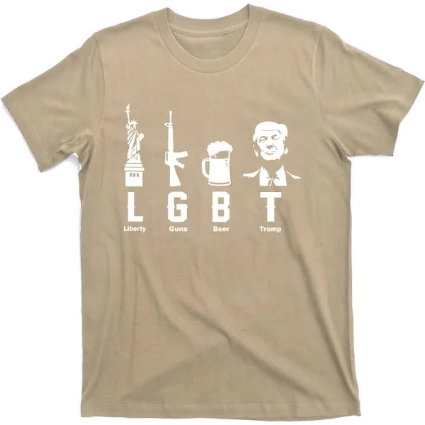 Funny Lgbt Parody Liberty Guns Beer Trump T Shirt