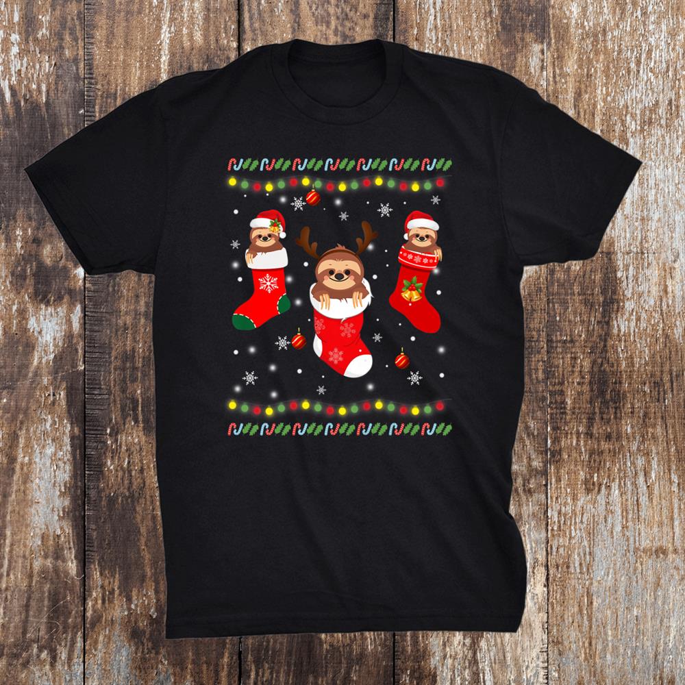 Funny Sloth In Socks Christmas Sloth Lovers Merry Xmas Shirt