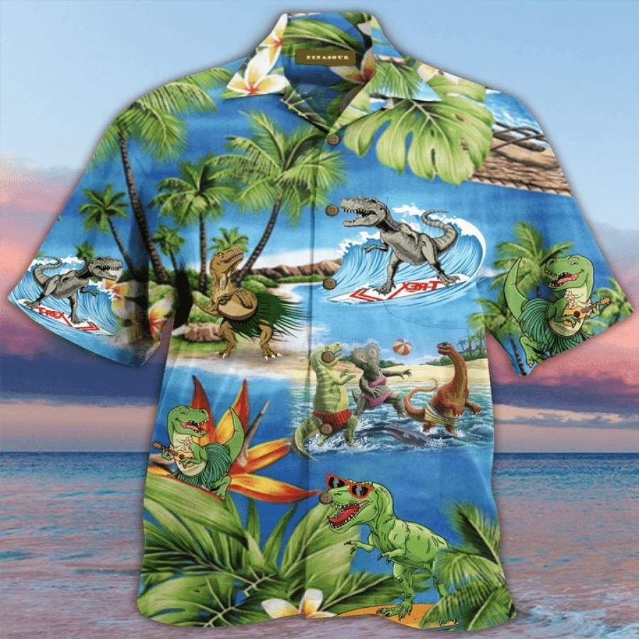 Funny T-rex Dinosaur Lover Hawaiian Aloha Shirts #hl