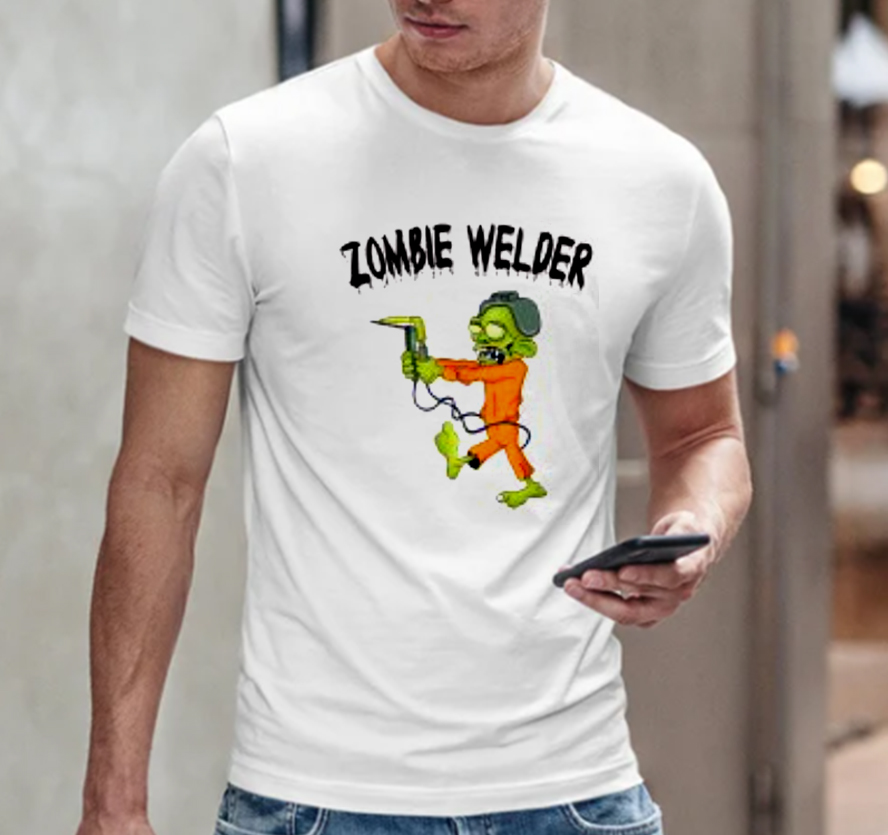 Funny Zombie Welder Cartoon T-Shirt